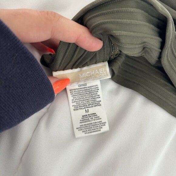 Michael Kors Womens Medium M Accented Green Bikini Top Swimwear Swimsuit - Picture 5 of 6